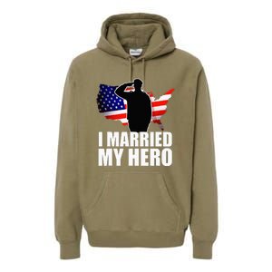 American Flag Veteran Military Wife Support Premium Hoodie