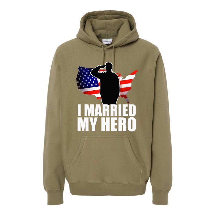 American Flag Veteran Military Wife Support Premium Hoodie