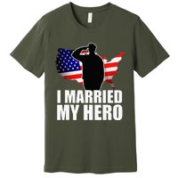 American Flag Veteran Military Wife Support Premium T-Shirt