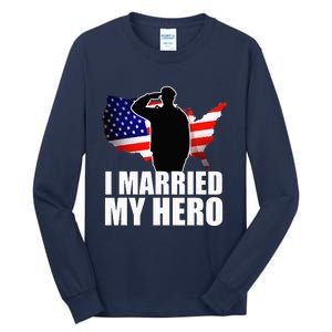 American Flag Veteran Military Wife Support Tall Long Sleeve T-Shirt