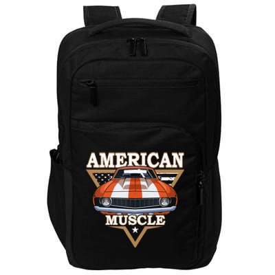 American Flag Vintage Muscle Car Hot Rod And Muscle Car Impact Tech Backpack