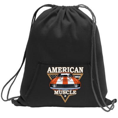 American Flag Vintage Muscle Car Hot Rod And Muscle Car Sweatshirt Cinch Pack Bag