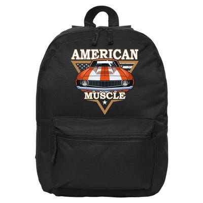 American Flag Vintage Muscle Car Hot Rod And Muscle Car 16 in Basic Backpack