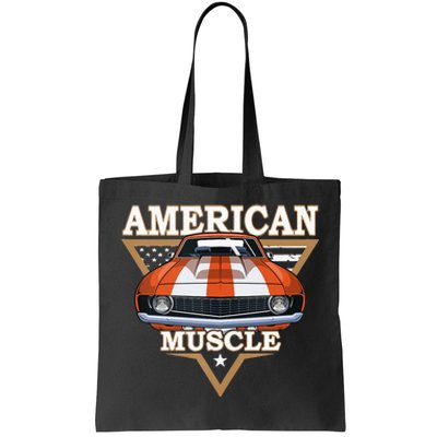 American Flag Vintage Muscle Car Hot Rod And Muscle Car Tote Bag