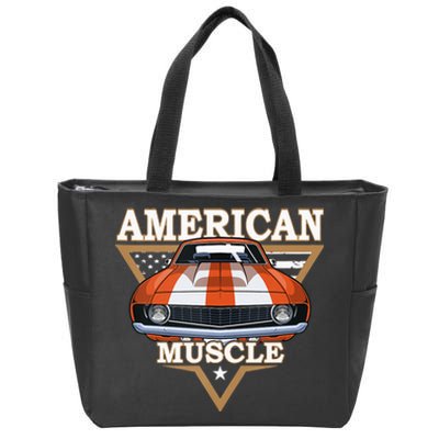 American Flag Vintage Muscle Car Hot Rod And Muscle Car Zip Tote Bag