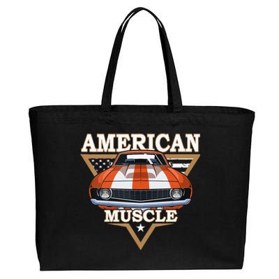 American Flag Vintage Muscle Car Hot Rod And Muscle Car Cotton Canvas Jumbo Tote