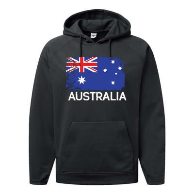 Australian Flag Vintage Made In Australia Gift Performance Fleece Hoodie