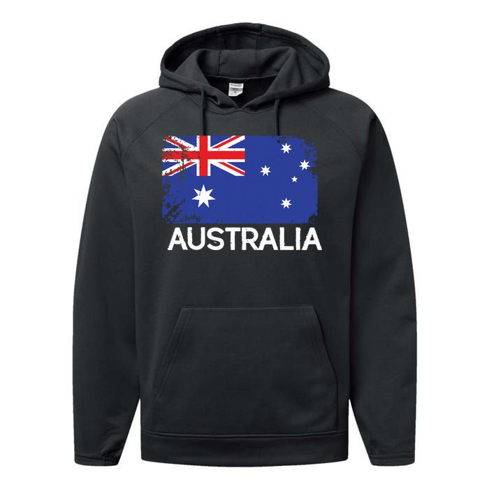 Australian Flag Vintage Made In Australia Gift Performance Fleece Hoodie