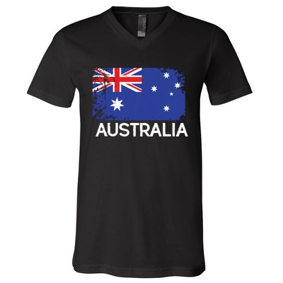 Australian Flag Vintage Made In Australia Gift V-Neck T-Shirt