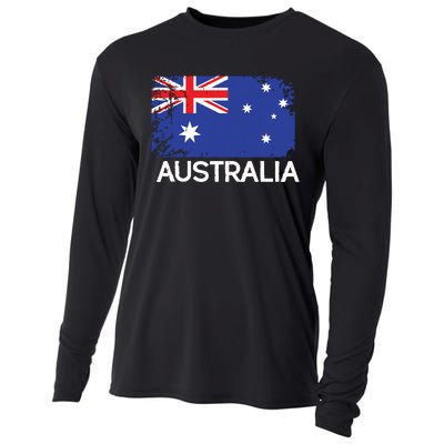 Australian Flag Vintage Made In Australia Gift Cooling Performance Long Sleeve Crew