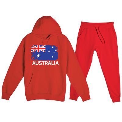 Australian Flag Vintage Made In Australia Gift Premium Hooded Sweatsuit Set