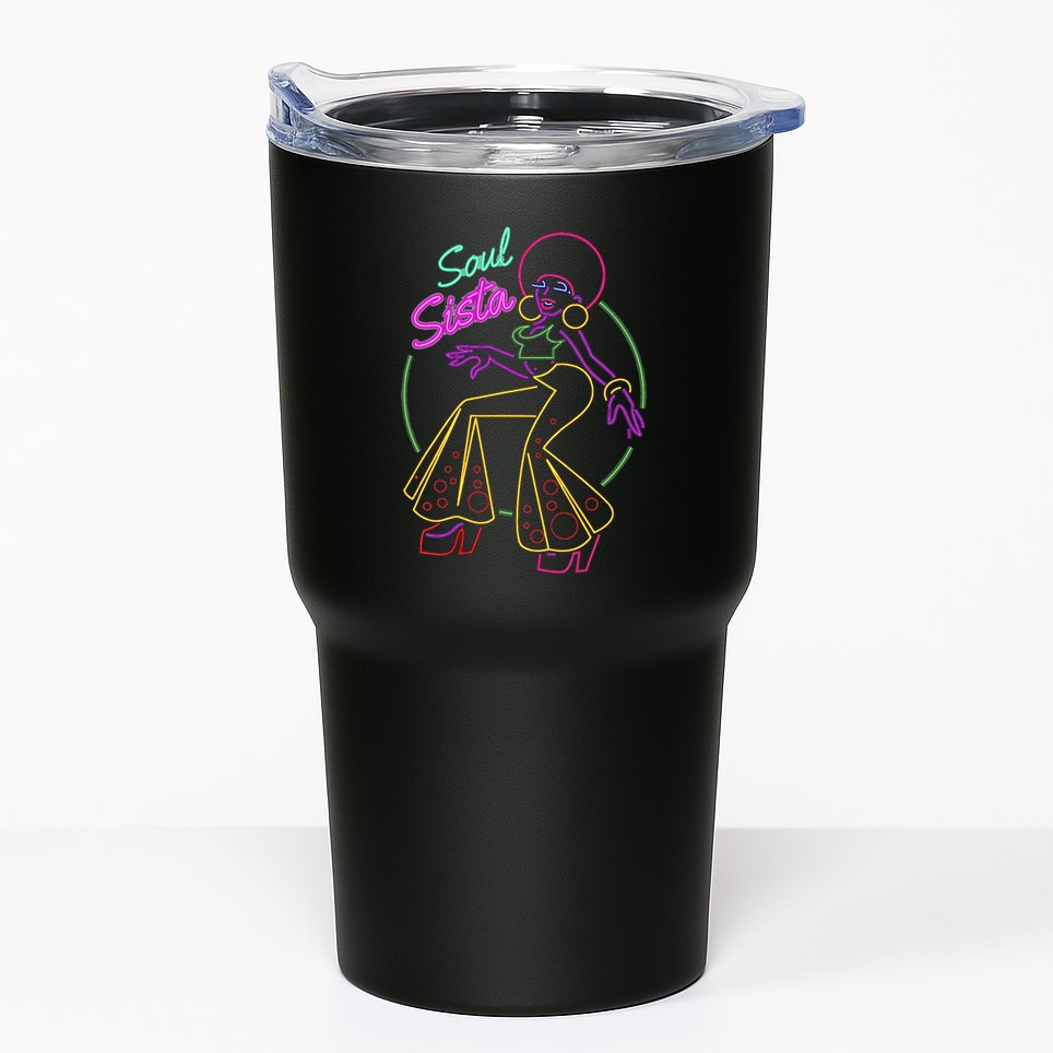 Artsy Funk Vintage 70s Costume Afro Soul Music Tumbler