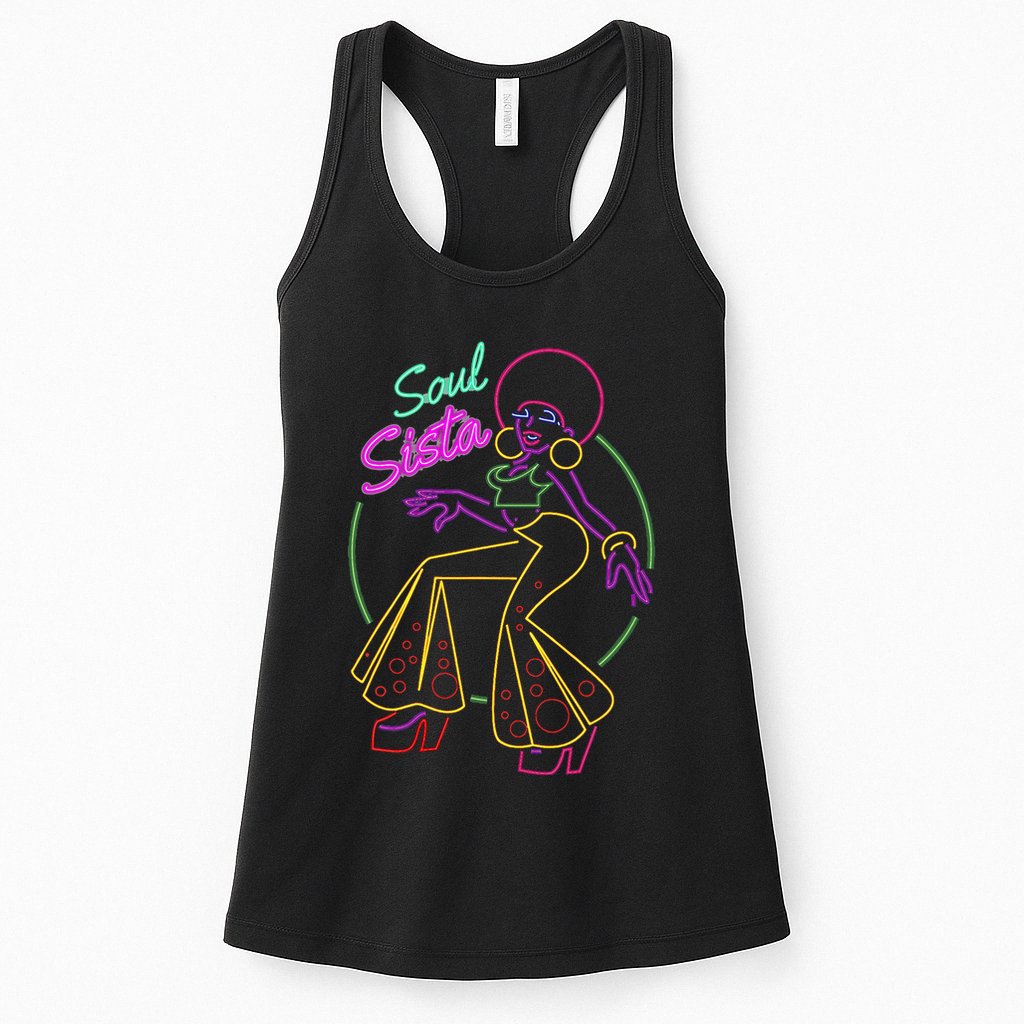 Artsy Funk Vintage 70s Costume Afro Soul Music Womens Tank Top