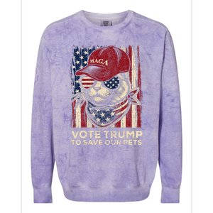 American Flag Vote Trump To Save Our Pets 2024 Colorblast Crewneck Sweatshirt