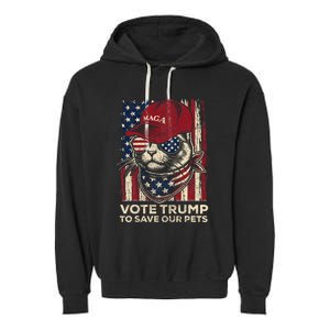 American Flag Vote Trump To Save Our Pets 2024 Garment-Dyed Fleece Hoodie