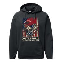 American Flag Vote Trump To Save Our Pets 2024 Performance Fleece Hoodie