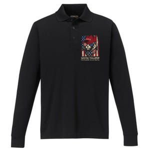 American Flag Vote Trump To Save Our Pets 2024 Performance Long Sleeve Polo