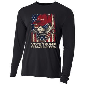 American Flag Vote Trump To Save Our Pets 2024 Cooling Performance Long Sleeve Crew