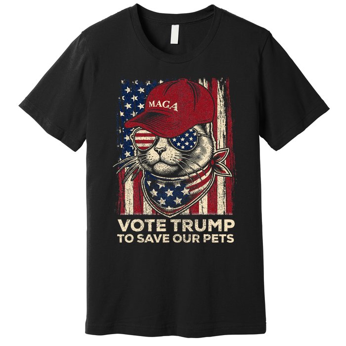 American Flag Vote Trump To Save Our Pets 2024 Premium T-Shirt