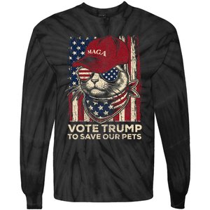 American Flag Vote Trump To Save Our Pets 2024 Tie-Dye Long Sleeve Shirt