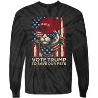 American Flag Vote Trump To Save Our Pets 2024 Tie-Dye Long Sleeve Shirt