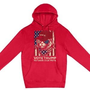 American Flag Vote Trump To Save Our Pets 2024 Premium Pullover Hoodie