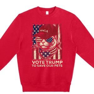 American Flag Vote Trump To Save Our Pets 2024 Premium Crewneck Sweatshirt