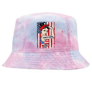 America Flag Vote 47 Kamala Harris 2024 President Tie-Dyed Bucket Hat