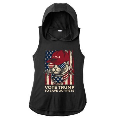 American Flag Vote Trump To Save Our Pets 2024 Maga Trump Ladies PosiCharge Tri-Blend Wicking Draft Hoodie Tank