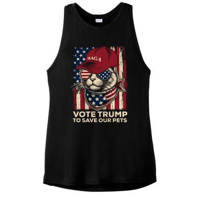 American Flag Vote Trump To Save Our Pets 2024 Maga Trump Ladies PosiCharge Tri-Blend Wicking Tank