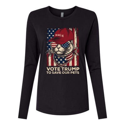 American Flag Vote Trump To Save Our Pets 2024 Maga Trump Womens Cotton Relaxed Long Sleeve T-Shirt