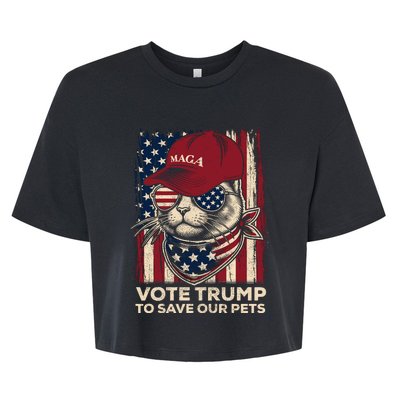 American Flag Vote Trump To Save Our Pets 2024 Maga Trump Bella+Canvas Jersey Crop Tee