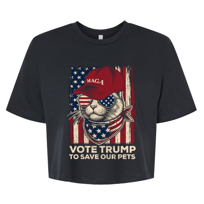 American Flag Vote Trump To Save Our Pets 2024 Maga Trump Bella+Canvas Jersey Crop Tee