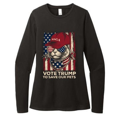 American Flag Vote Trump To Save Our Pets 2024 Maga Trump Womens CVC Long Sleeve Shirt