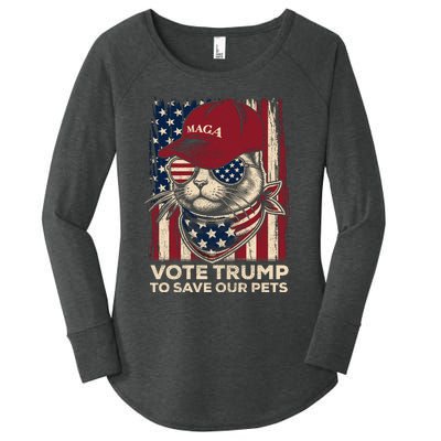 American Flag Vote Trump To Save Our Pets 2024 Maga Trump Women's Perfect Tri Tunic Long Sleeve Shirt