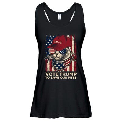 American Flag Vote Trump To Save Our Pets 2024 Maga Trump Ladies Essential Flowy Tank