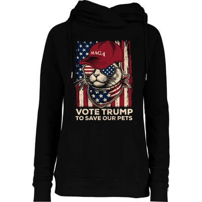 American Flag Vote Trump To Save Our Pets 2024 Maga Trump Womens Funnel Neck Pullover Hood