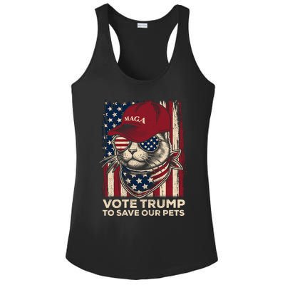 American Flag Vote Trump To Save Our Pets 2024 Maga Trump Ladies PosiCharge Competitor Racerback Tank