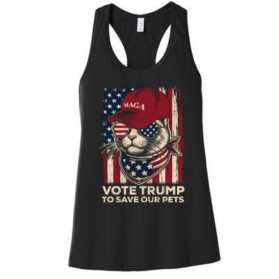 American Flag Vote Trump To Save Our Pets 2024 Maga Trump Women's Racerback Tank