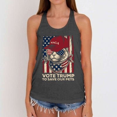 American Flag Vote Trump To Save Our Pets 2024 Maga Trump Women's Knotted Racerback Tank