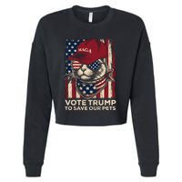 American Flag Vote Trump To Save Our Pets 2024 Maga Trump Cropped Pullover Crew