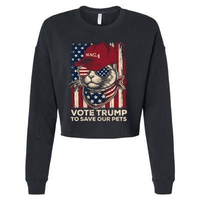 American Flag Vote Trump To Save Our Pets 2024 Maga Trump Cropped Pullover Crew