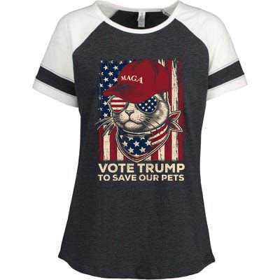 American Flag Vote Trump To Save Our Pets 2024 Maga Trump Enza Ladies Jersey Colorblock Tee