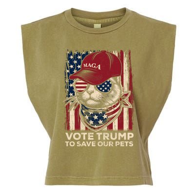 American Flag Vote Trump To Save Our Pets 2024 Maga Trump Garment-Dyed Women's Muscle Tee