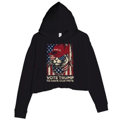 American Flag Vote Trump To Save Our Pets 2024 Crop Fleece Hoodie