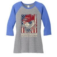 American Flag Vote Trump To Save Our Pets 2024 Women's Tri-Blend 3/4-Sleeve Raglan Shirt