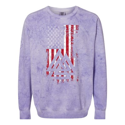 American Flag Viking Valknut Nordic Rune Celtic American Colorblast Crewneck Sweatshirt