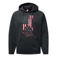 American Flag Viking Valknut Nordic Rune Celtic American Performance Fleece Hoodie