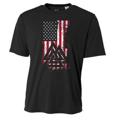 American Flag Viking Valknut Nordic Rune Celtic American Cooling Performance Crew T-Shirt