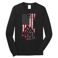 American Flag Viking Valknut Nordic Rune Celtic American Long Sleeve Shirt